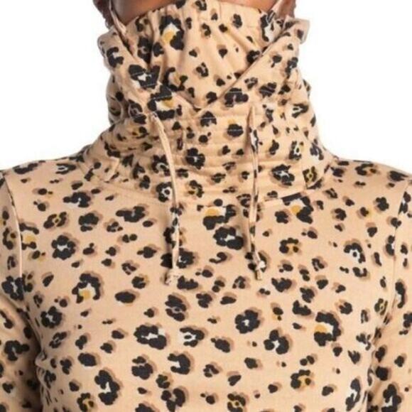 Love, Fire Women's Face Mask Hoodie in Tan Animal Print XSmall MSRP $30 - Picture 3 of 4